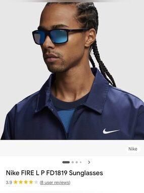 Nike Fire Polarized FD1819 Sunglasses Black Frame with Blue Lenses. Unisex. NWT